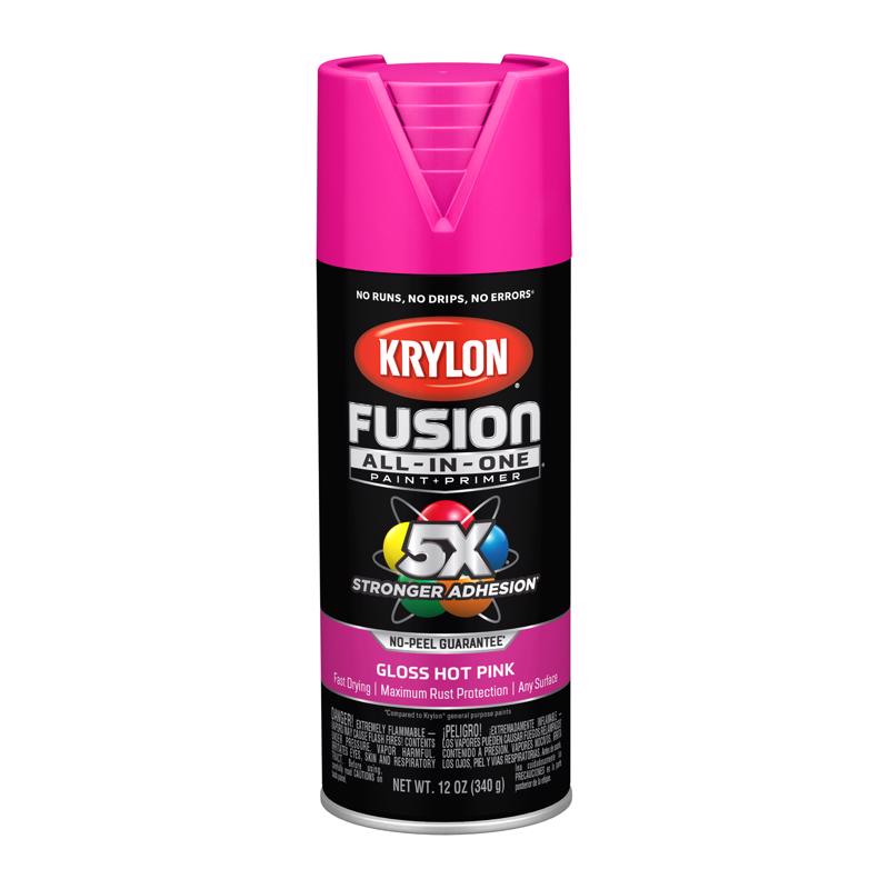 Krylon Fusion All-In-One Gloss Hot Pink Paint+Primer Spray Paint 12 oz