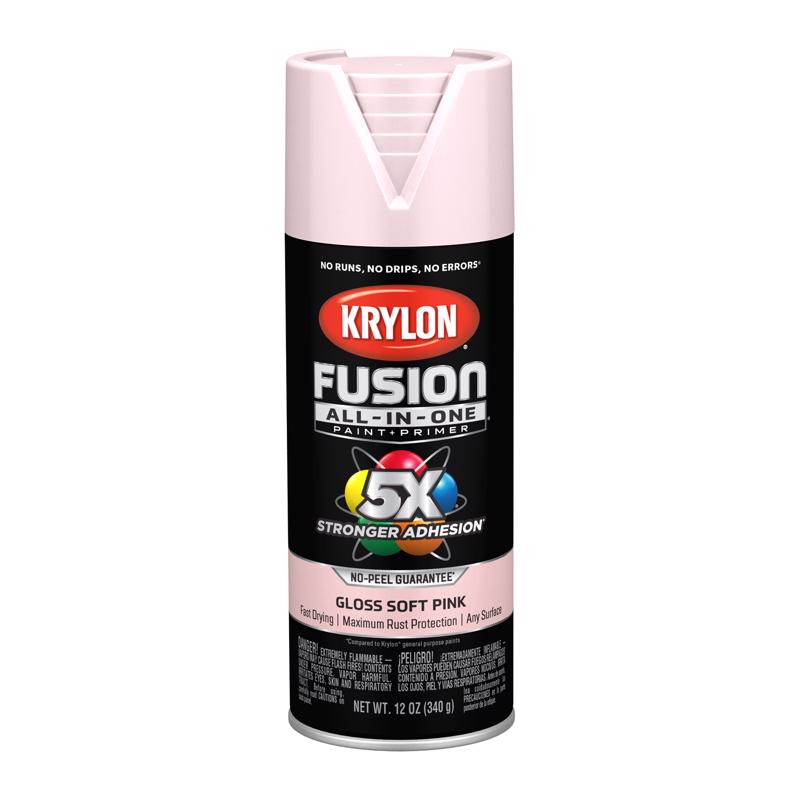 Krylon Fusion All-In-One Gloss Pink Blush Paint+Primer Spray Paint 12 oz