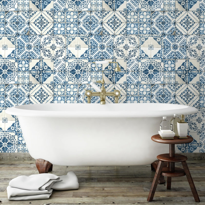 RoomMates 20.5 in. H X 16.5 ft. L Mediterranian Tile Vinyl Peel and Stick Wallpaper