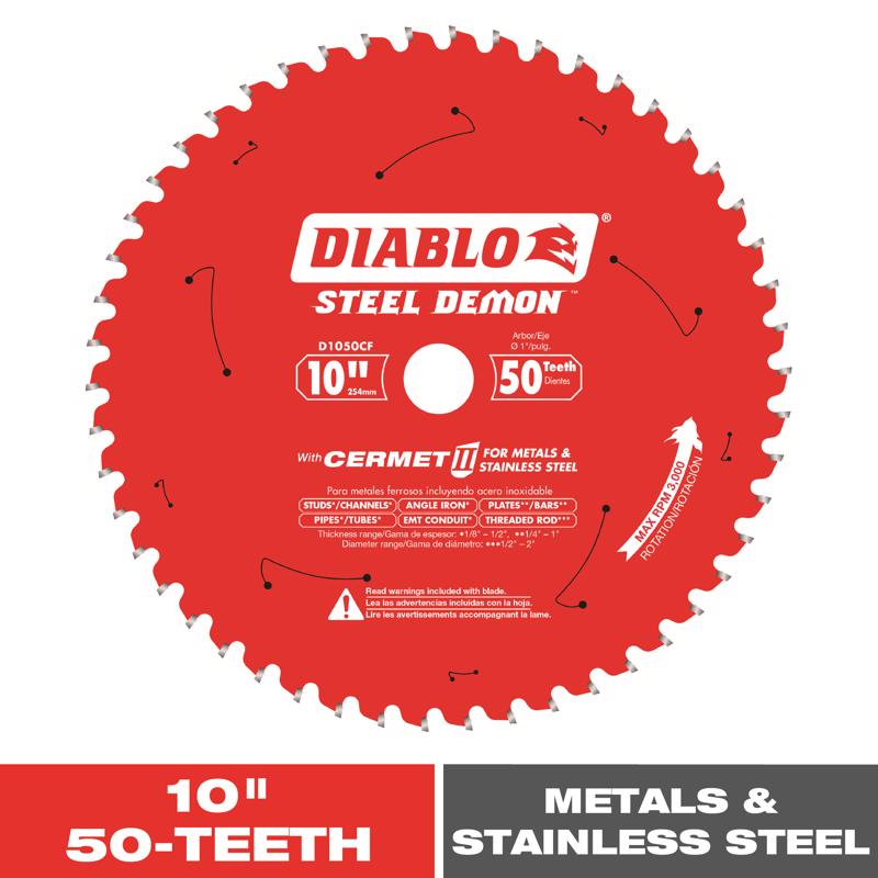 Diablo Steel Demon 10 in. D X 1 in. Cermet Metal Saw Blade 50 teeth 1 pk
