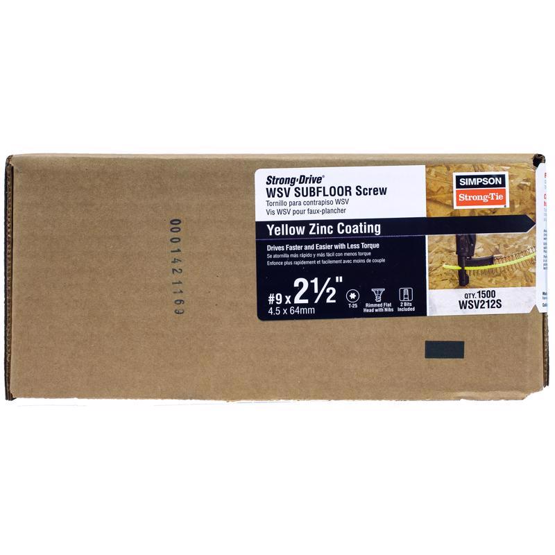 Simpson Strong-Tie Strong-Drive No. 9 X 2-1/2 in. L T25 Yellow Zinc WSV Subfloor Screws 1 pk