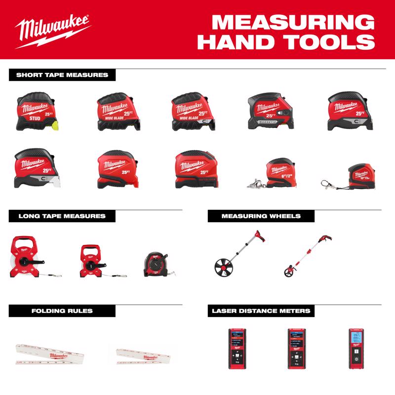 Milwaukee 25 ft. L X 1 in. W Compact Wide Blade Magnetic Tape Measure 2 pk