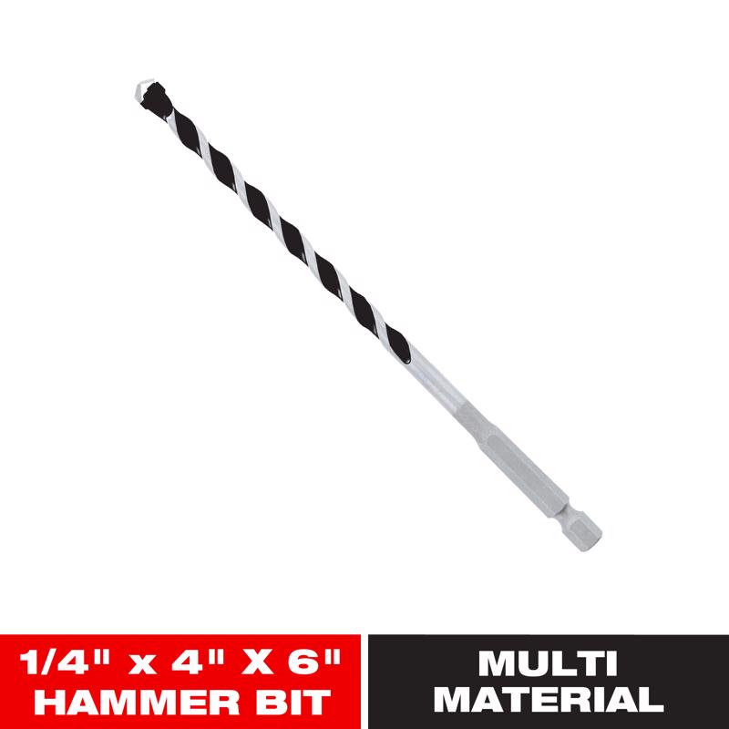 Diablo 1/4 in. X 6 in. L Multi-Material Carbide Tipped Hammer Drill Bit Hex Shank 1 pk