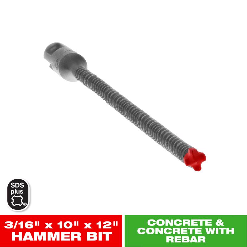 Diablo Rebar Demon 3/16 in. X 12 in. L Carbide Hammer Drill Bit SDS-Plus Shank 1 pk