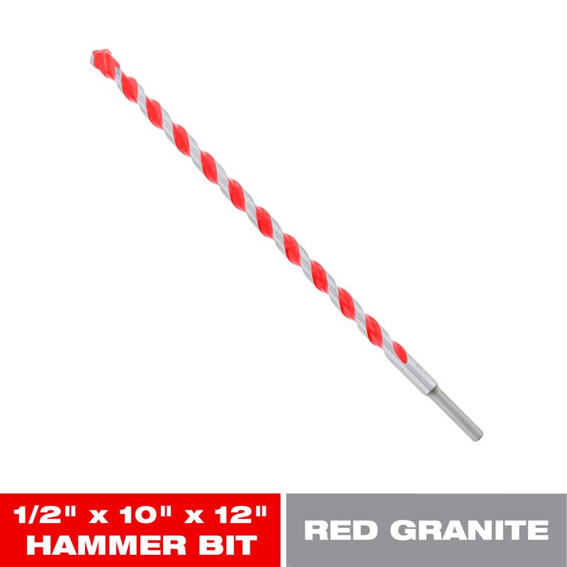 Diablo SPEEDemon 1/2 in. X 12 in. L Carbide Tipped Red Granite Hammer Drill Bit Round Shank 1 pk