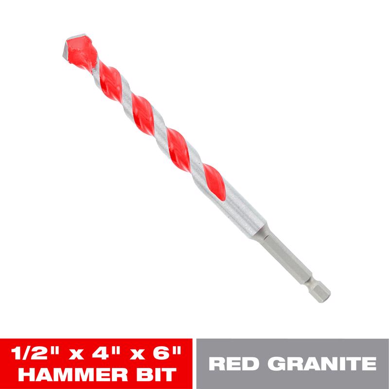 Diablo SPEEDemon 1/2 in. X 6 in. L Carbide Tipped Red Granite Hammer Drill Bit Hex Shank 1 pk