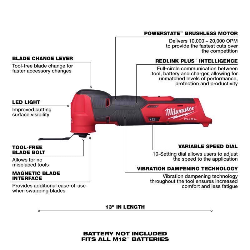 Milwaukee M12 FUEL Cordless Oscillating Multi-Tool Tool Only
