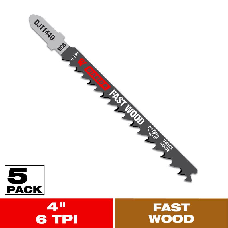 Diablo 4 in. High Carbon Steel T-Shank Fast Wood Jig Saw Blade 6 TPI 5 pk