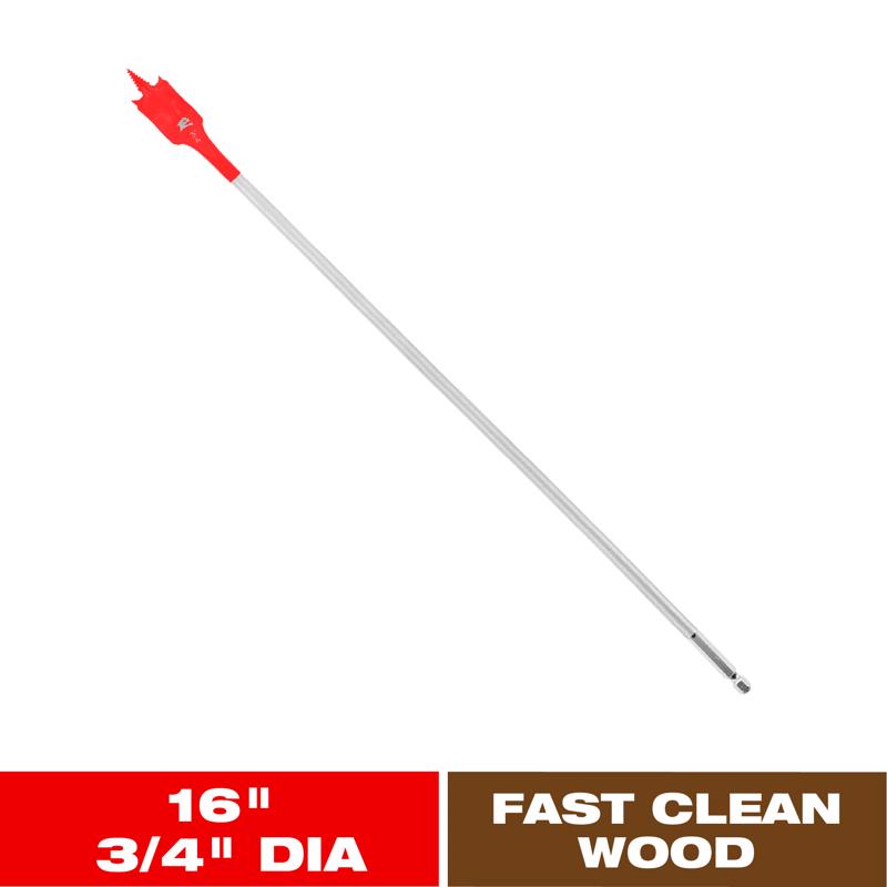 Diablo 3/4 in. X 16 in. L High Speed Steel Clean Wood Spade Bit Hex Shank 1 pk