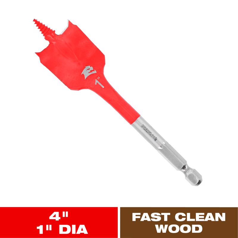 Diablo 1 in. X 4 in. L High Speed Steel Clean Wood Spade Bit Hex Shank 1 pk