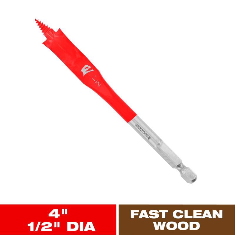 Diablo 1/2 in. X 4 in. L High Speed Steel Clean Wood Spade Bit Hex Shank 1 pk