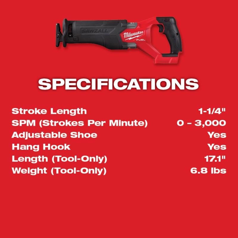 Milwaukee M18 FUEL Sawzall Cordless Brushless Reciprocating Saw Tool Only