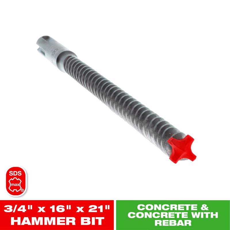 Diablo Rebar Demon 3/4 in. X 21 in. L Carbide Tipped Hammer Drill Bit SDS-Max Shank 1 pk