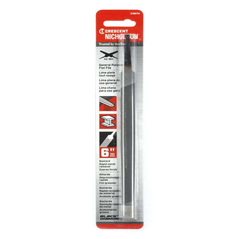 Crescent Nicholson 6 in. L Steel Double Cut Bastard Flat File 1 pc