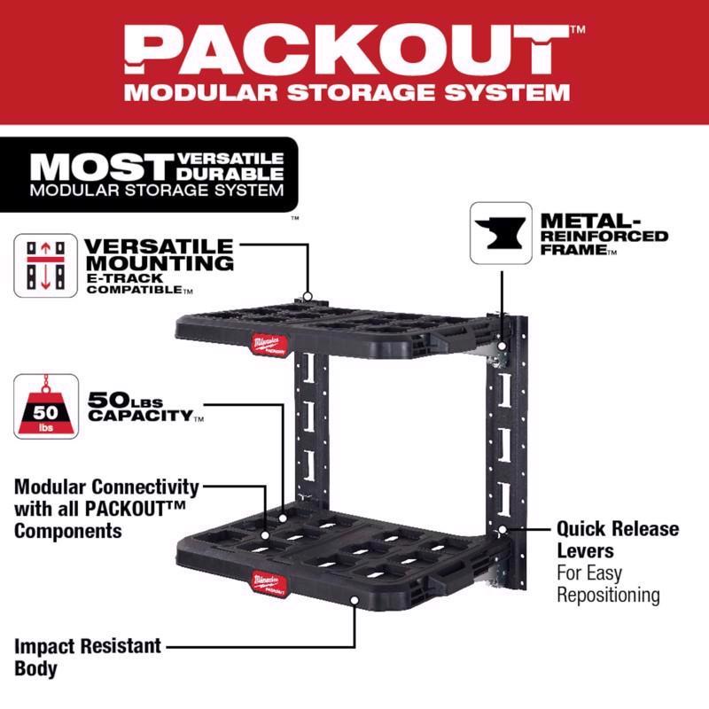 Milwaukee Packout 20 in. H X 21.5 in. W X 17.6 in. D Black Metal Shelf Kit