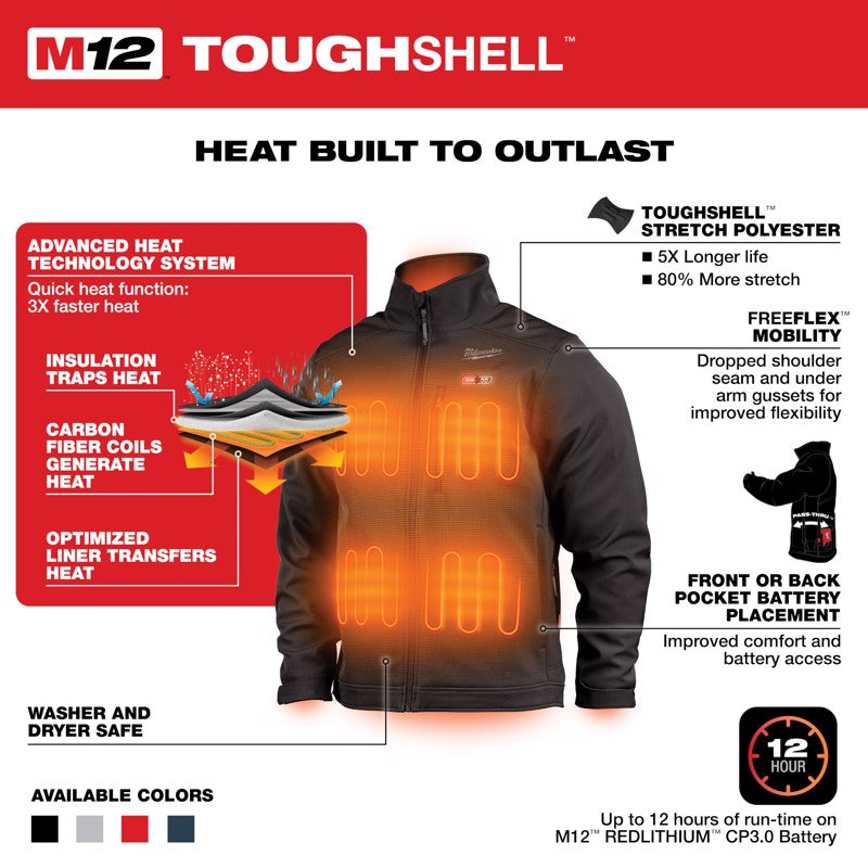 Milwaukee M12 Toughshell L Long Sleeve Unisex Full-Zip Heated Jacket Kit Black