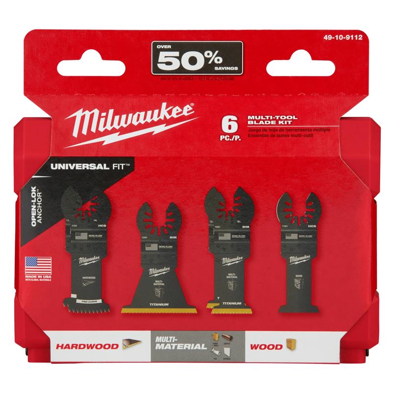 Milwaukee Universal Fit Open-Lok High Carbon Steel Multi-Tool Oscillating Blade Set 6 pc
