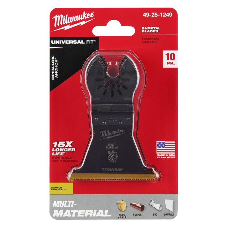 Milwaukee Universal Fit Open-Lok 2-1/2 in. W Bi-Metal Multi-Tool Oscillating Blade Multi-Material 10