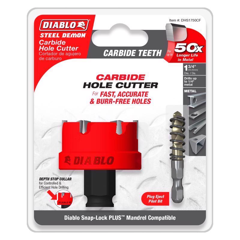 Diablo Steel Demon 1-3/4 in. Carbide Tipped 1/4 in. L Hole Cutter