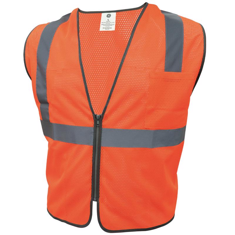 SAFETY VEST ZIPPER ORG L