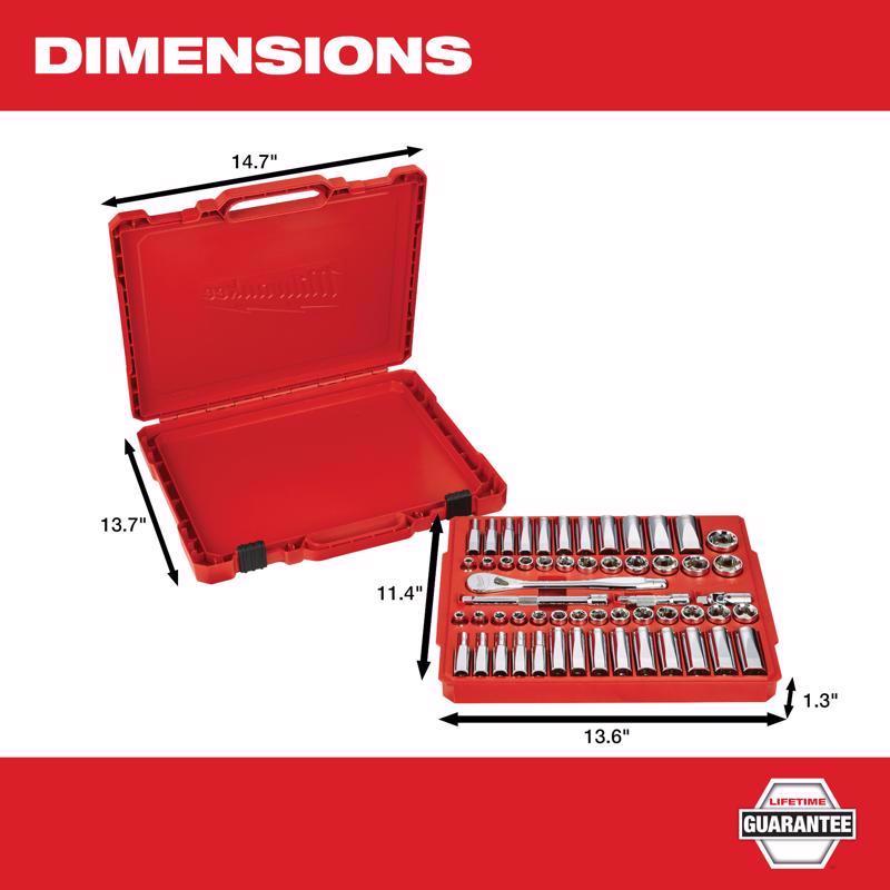 Milwaukee 3/8 in. drive Metric and SAE Mechanics Socket and Ratchet Set 56 pc