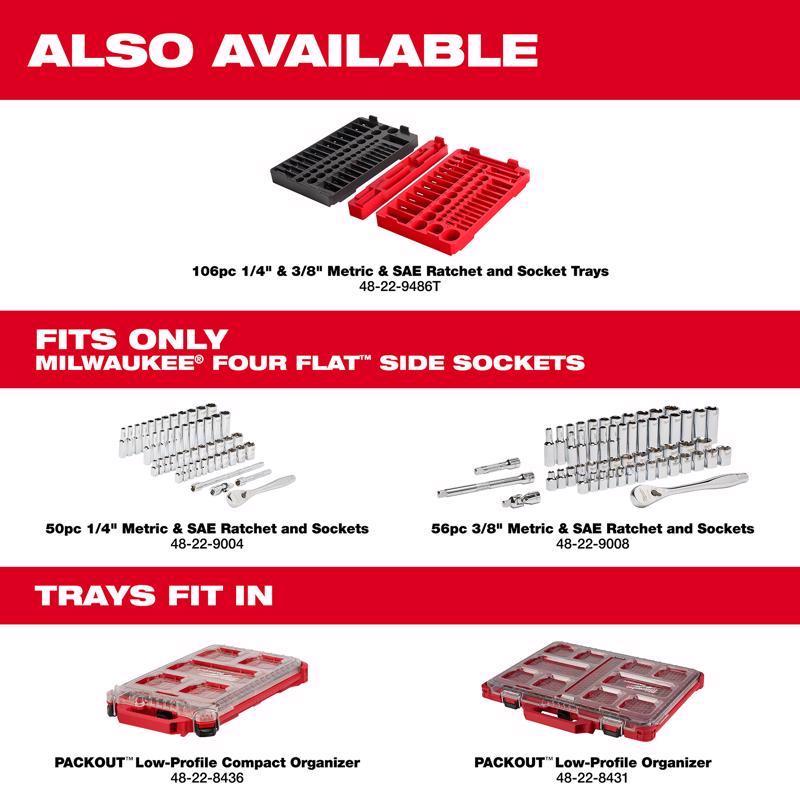 Milwaukee 1/4 in. drive Metric/SAE Mechanics Socket and Ratchet Set 50 pc