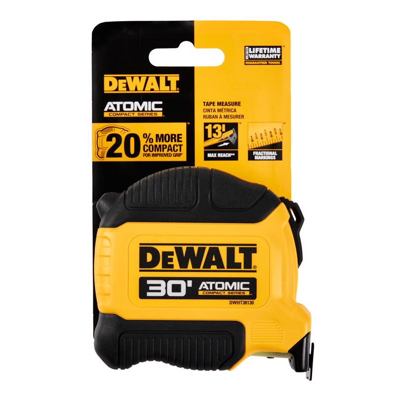DeWalt Atomic Compact 30 ft. L X 1-1/8 in. W Tape Measure 1 pk