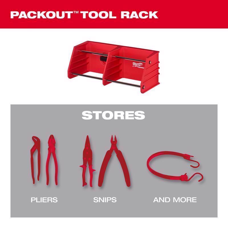 Milwaukee PACKOUT SHOP STORAGE Garage Organizer Tool Rack Black/Red