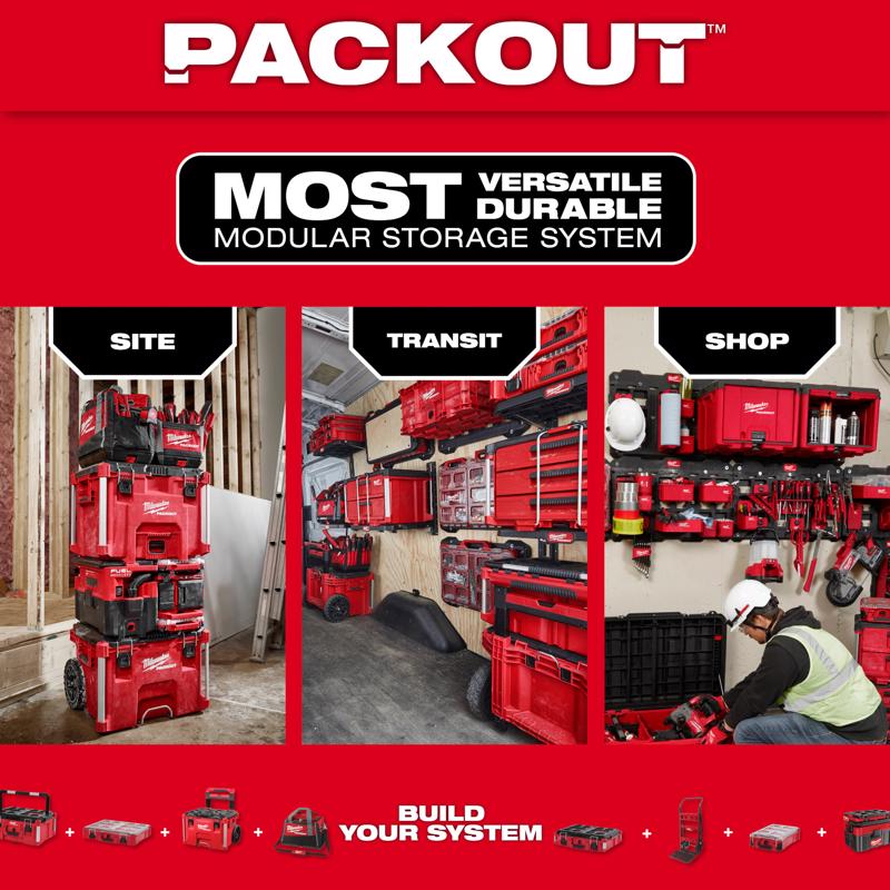 Milwaukee PACKOUT SHOP STORAGE Garage Organizer Tool Rack Black/Red