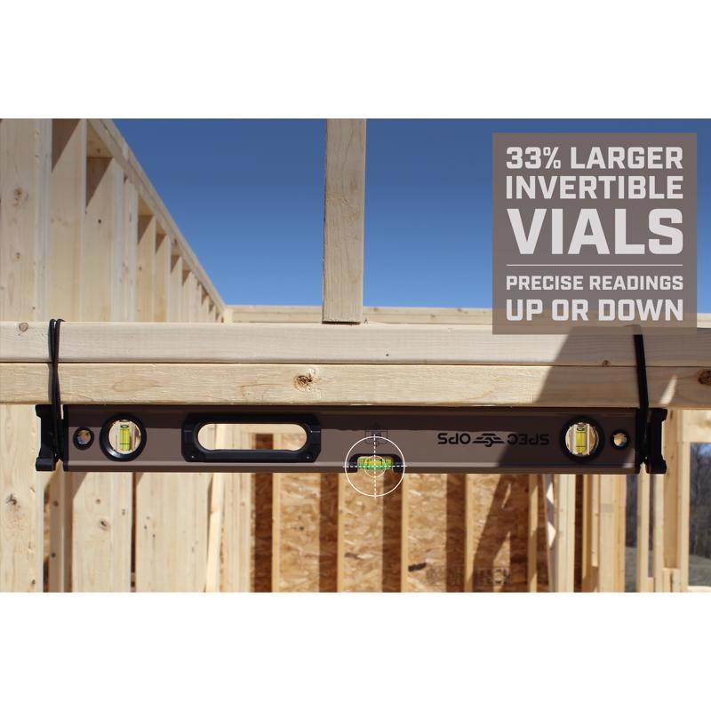 Spec Ops 48 in. Aluminum Box Beam Level with Bungee 3 vial