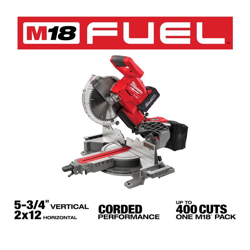 Milwaukee M18 FUEL 10 in. Cordless Brushless Dual-Bevel Sliding Compound Miter Saw Kit (Battery & Ch