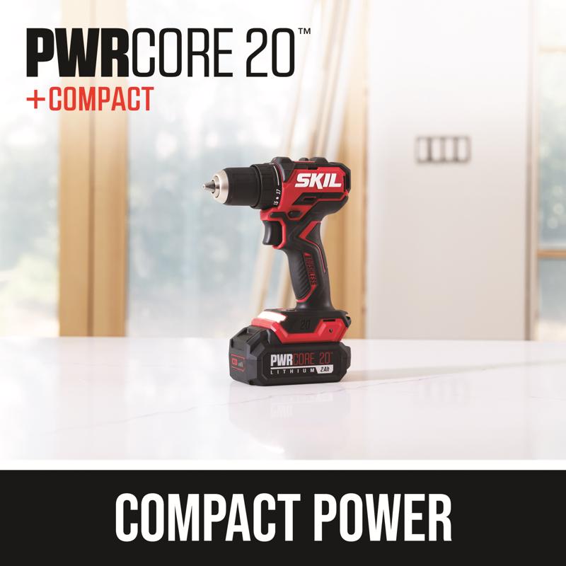 SKIL 20V PWR CORE 20 1/2 in. Brushless Cordless Drill/Driver Kit (Battery & Charger)