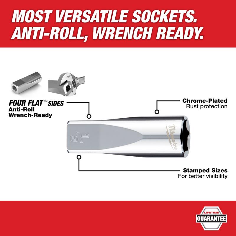 Milwaukee 1-1/4 in. X 1/2 in. drive SAE 6 Point Standard Socket 1 pc