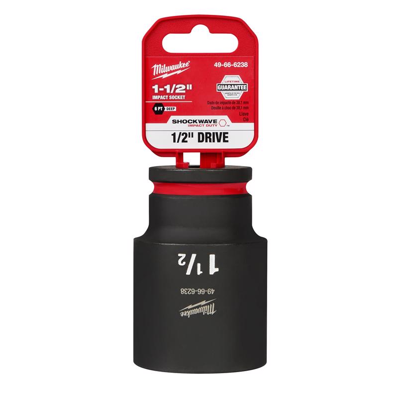 Milwaukee Shockwave 1-1/2 in. X 1/2 in. drive SAE 6 Point Deep Impact Socket 1 pc