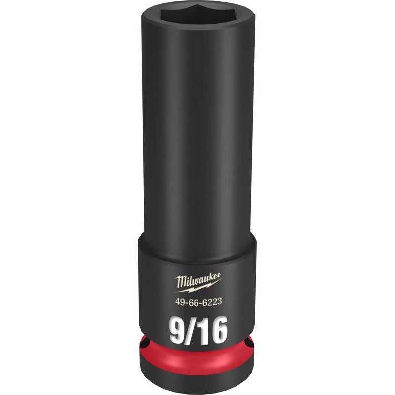 Milwaukee Shockwave 9/16 in. X 1/2 in. drive SAE 6 Point Deep Impact Socket 1 pc