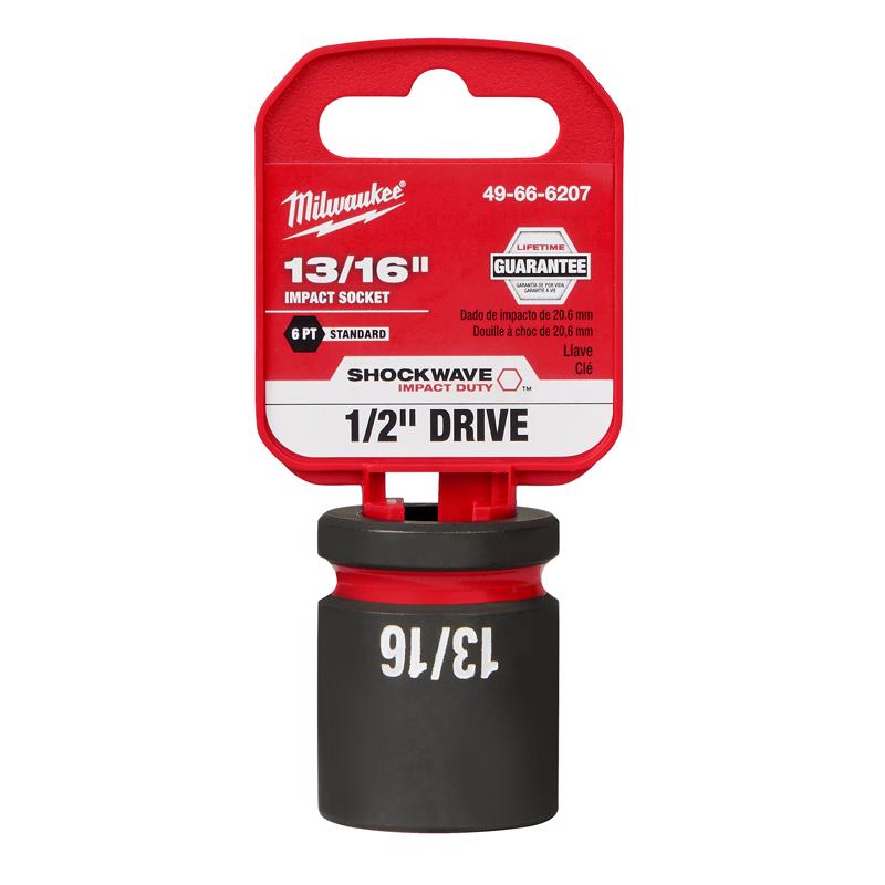 Milwaukee Shockwave 13/16 in. X 1/2 in. drive SAE 6 Point Standard Deep Socket 1 pc