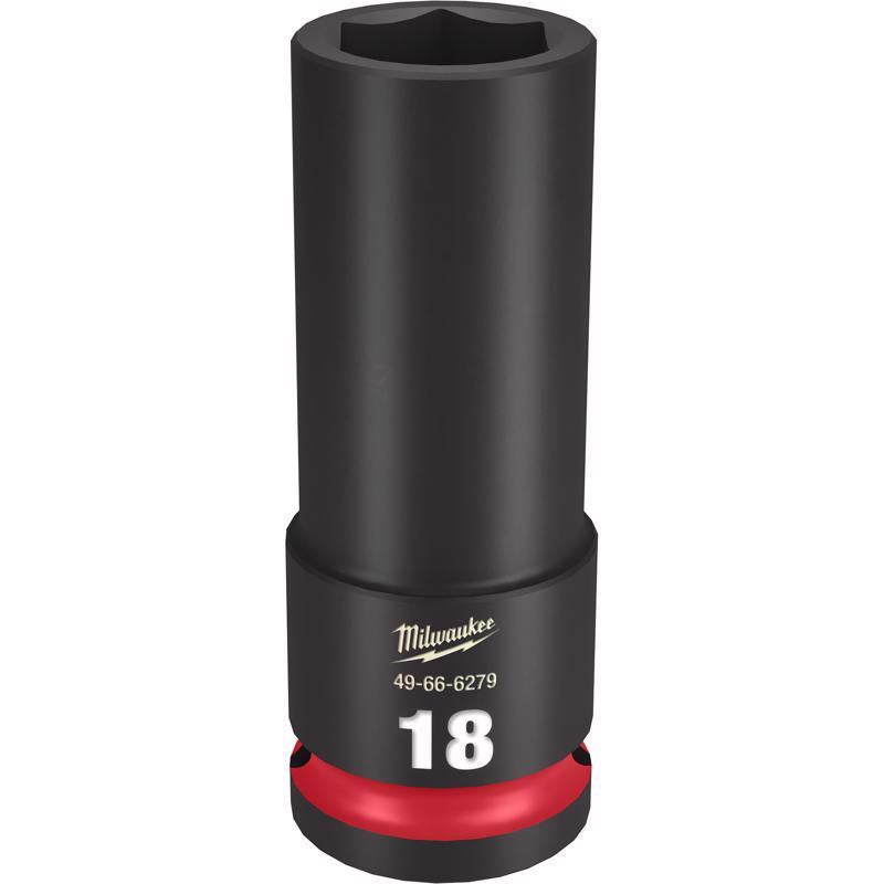 Milwaukee Shockwave 18 mm X 1/2 in. drive Metric/SAE 6 Point Deep Impact Socket 1 pc