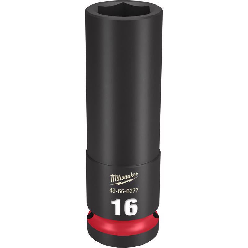 Milwaukee SHOCKWAVE 16 mm X 1/2 in. drive Metric 6 Point Deep Impact Socket 1 pc