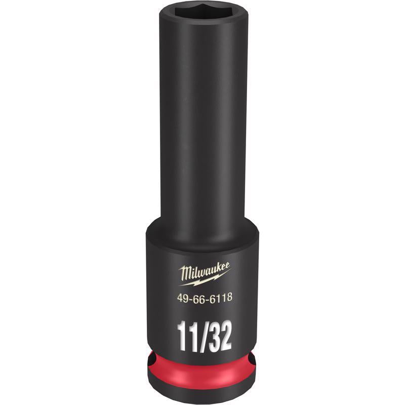 Milwaukee SHOCKWAVE 11/32 in. X 3/8 in. drive SAE 6 Point Deep Impact Socket 1 pc