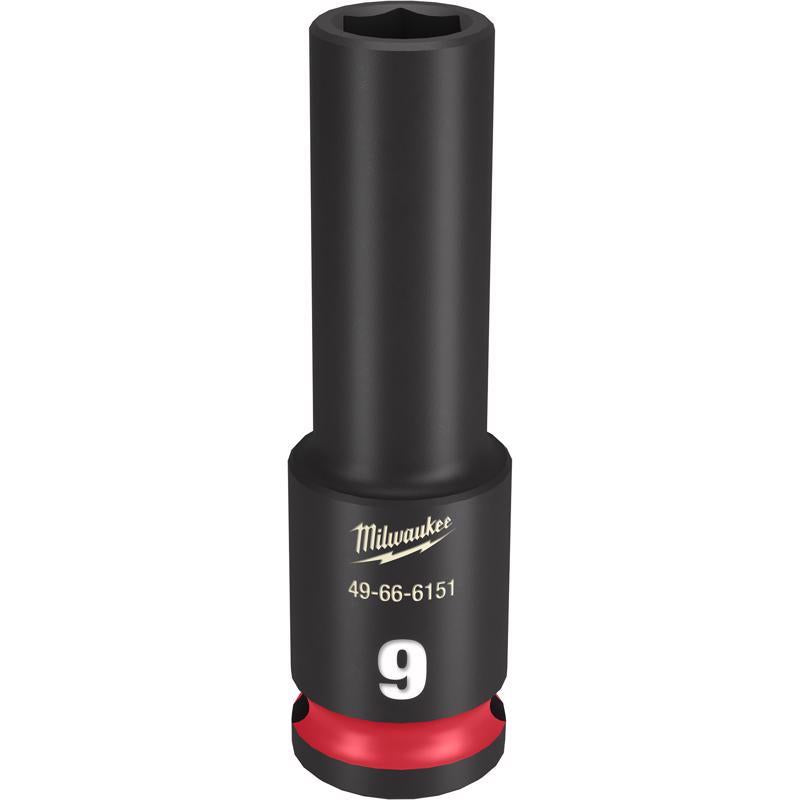 Milwaukee Shockwave 9 mm X 3/8 in. drive Metric 6 Point Deep Impact Socket 1 pc