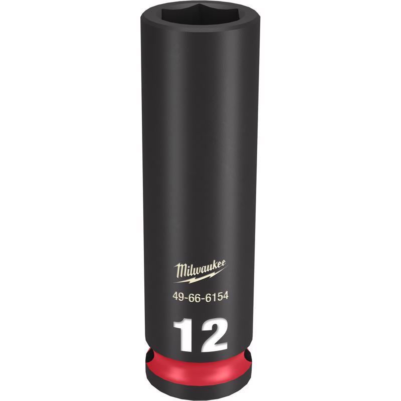 Milwaukee Shockwave 12 mm X 3/8 in. drive Metric 6 Point Deep Impact Socket 1 pc
