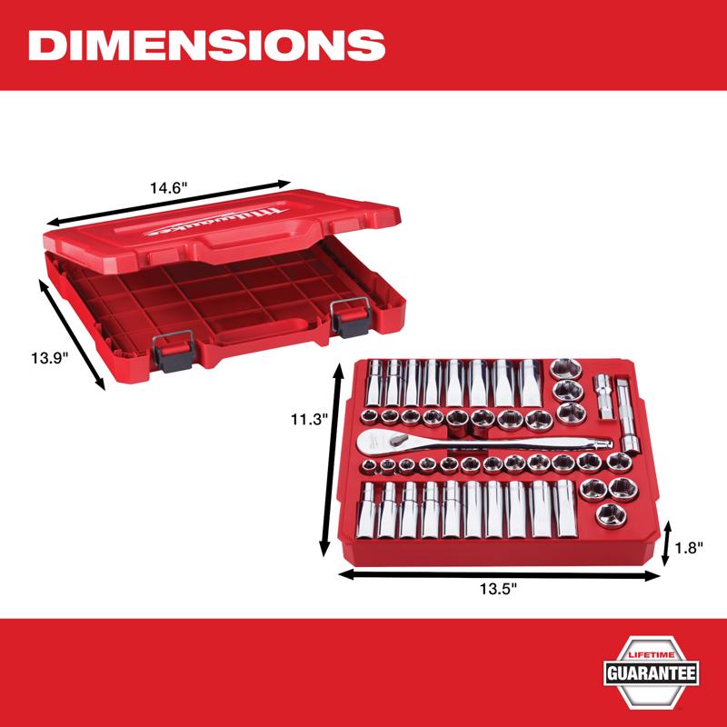 Milwaukee 1/2 in. drive Metric and SAE Ratchet and Socket Set 90 teeth