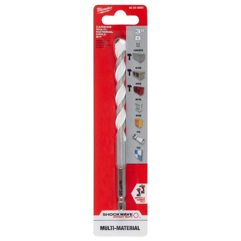 Milwaukee Shockwave 3/8 in. X 6 in. L Carbide Percussion Drill Bit Hex Shank 1 pc