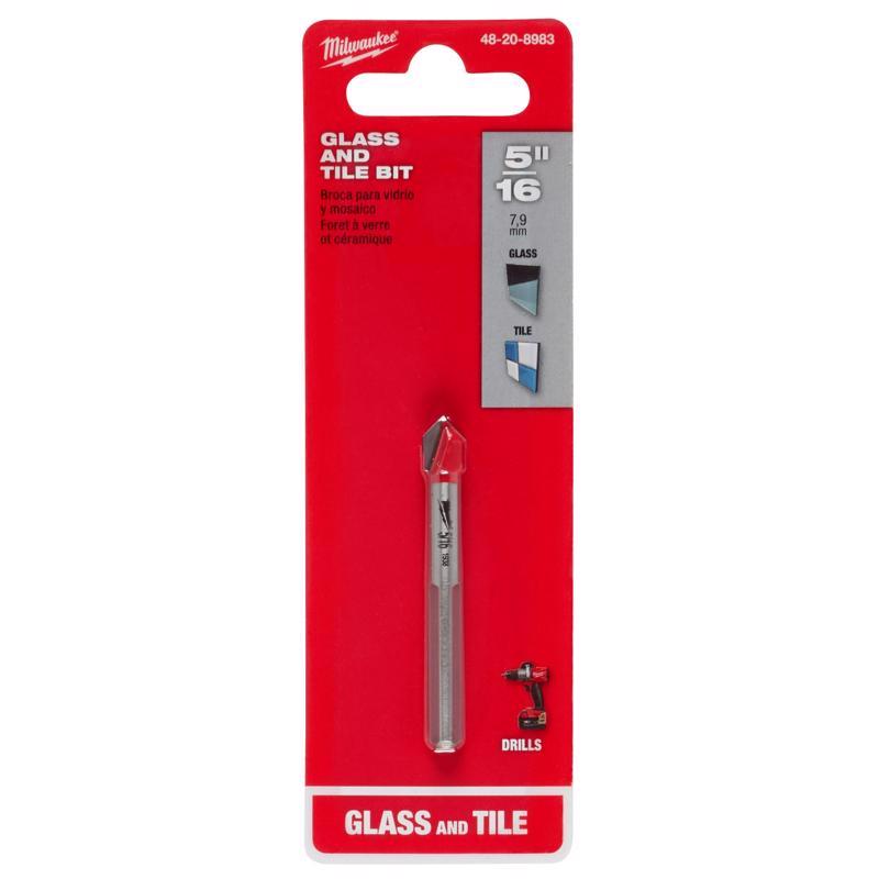 Milwaukee 5/16 in. X 2.25 in. L Carbide Tipped Glass/Tile Drill Bit 3-Flat Shank 1 pc