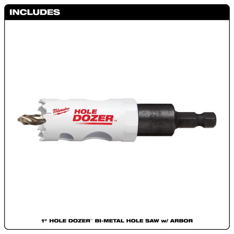 Milwaukee Hole Dozer 1 in. Bi-Metal Hole Saw with Arbor and Pilot Bit 1 pk