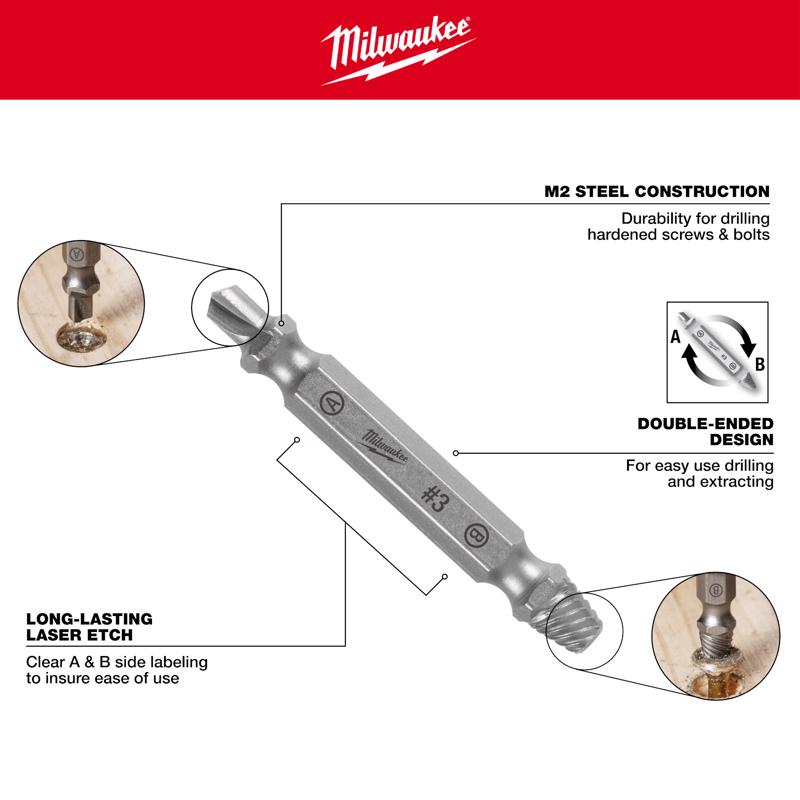 Milwaukee Steel Screw Extractor Set 4 pc