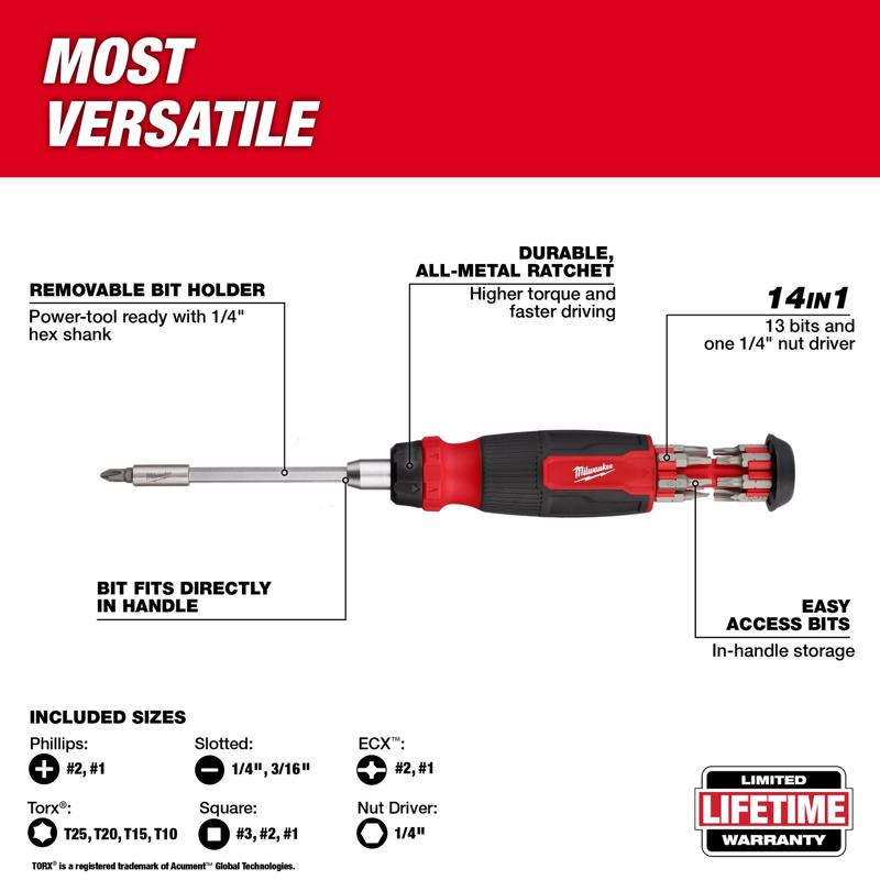 Milwaukee Compact Ratcheting Screwdriver Set 2 pc