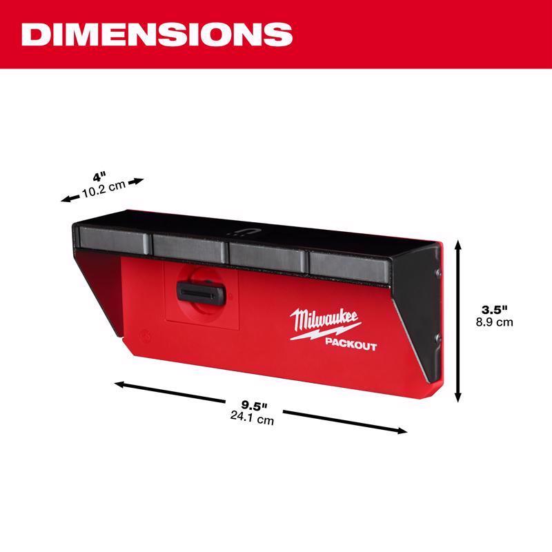 Milwaukee PACKOUT SHOP STORAGE Garage Organizer Magnetic Power Tool Holder Black/Red