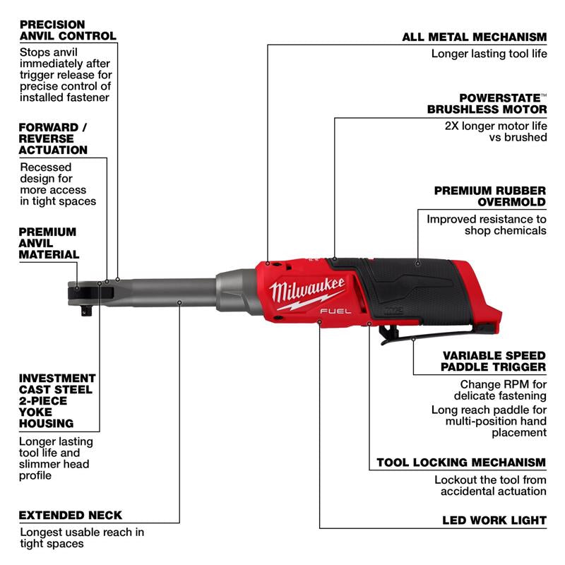 Milwaukee M12 FUEL 1/4 in. Brushless Cordless Ratchet Tool Only