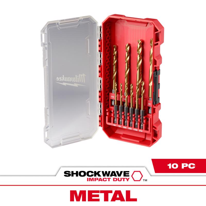Milwaukee Shockwave Titanium Impact Rated Drill Bit Set Hex Shank 10 pc